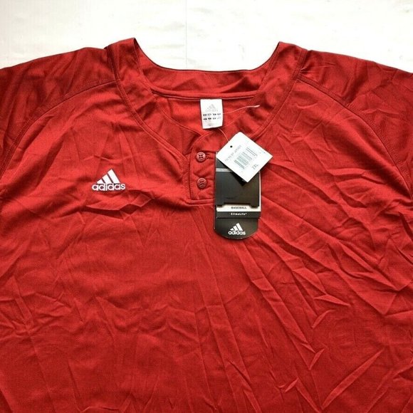 Adidas ClimaLite Baseball Athletic Shirt Top Mens 2XL Quick Dry Short Sleeve NWT - Picture 3 of 12